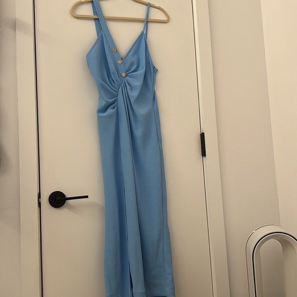 SANDRO Ruched midi dress - light blue - Picture 2 of 10